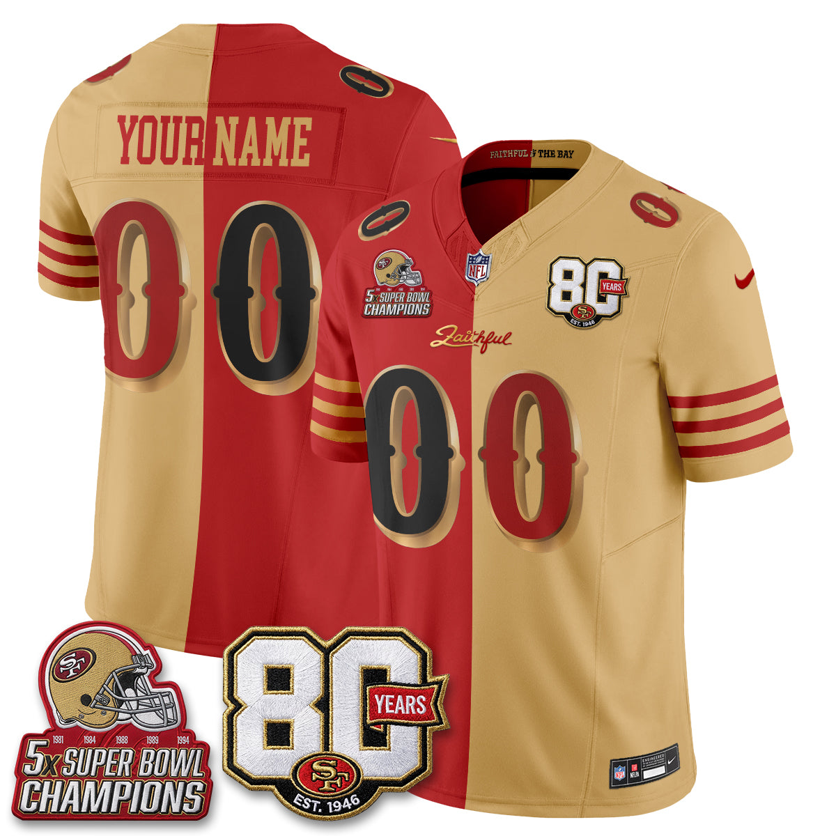 San Francisco 49ers Rivalries Split Edition Vapor Custom Jersey - Stitched