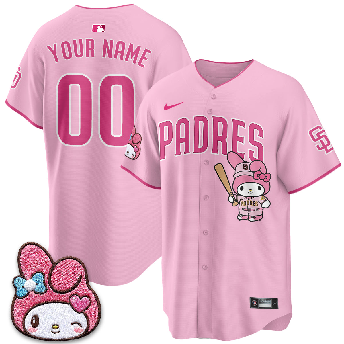 San Diego Padres x Pink Sanrio Friend Vapor Custom Jersey - Stitched