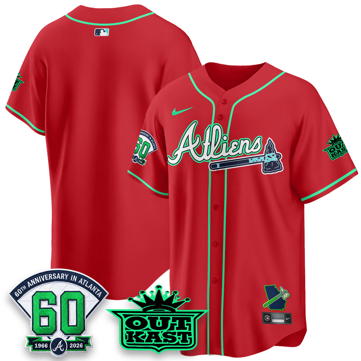 Atlanta Braves x Atliens Cool Base Galaxy Version Jersey - Stitched