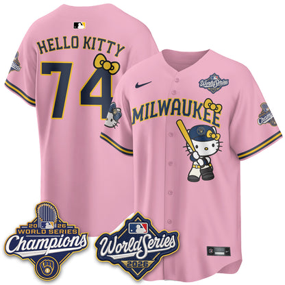 Milwaukee Brewers 2026 WS Champions x Meow KT Vapor Jersey - Stitched