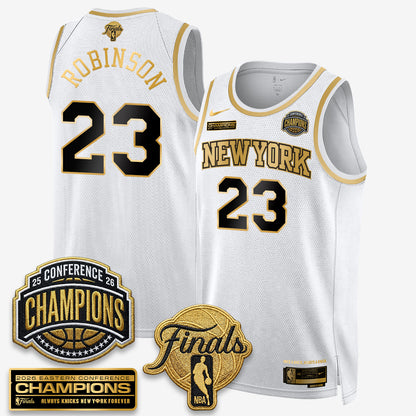 New York Knicks 2026 NBA Eastern Conference Champions White Gold Edition Jersey - Stitched