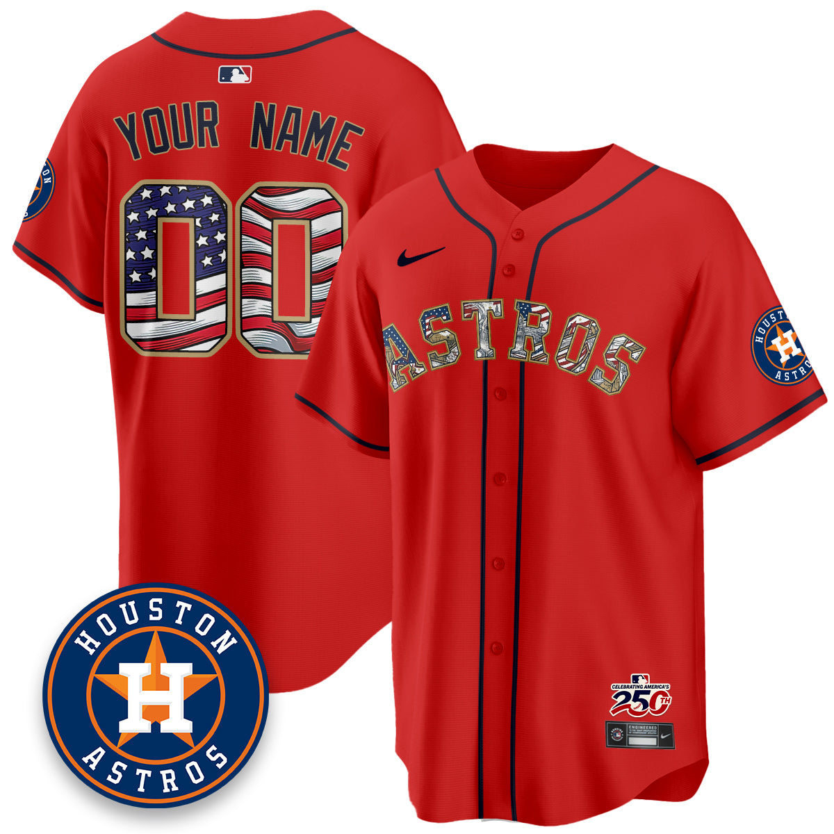 Houston Astros 2026 Independence Day USA Vapor Limited Custom Jersey - Stitched