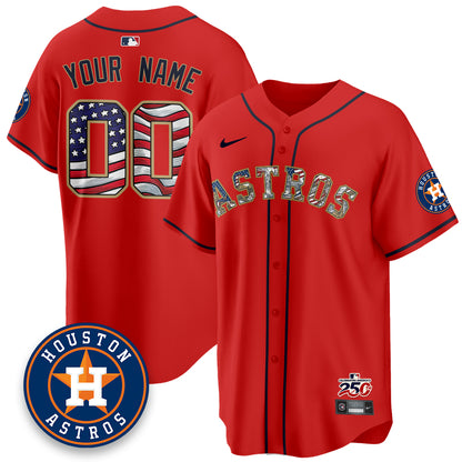 Houston Astros 2026 Independence Day USA Vapor Limited Custom Jersey - Stitched