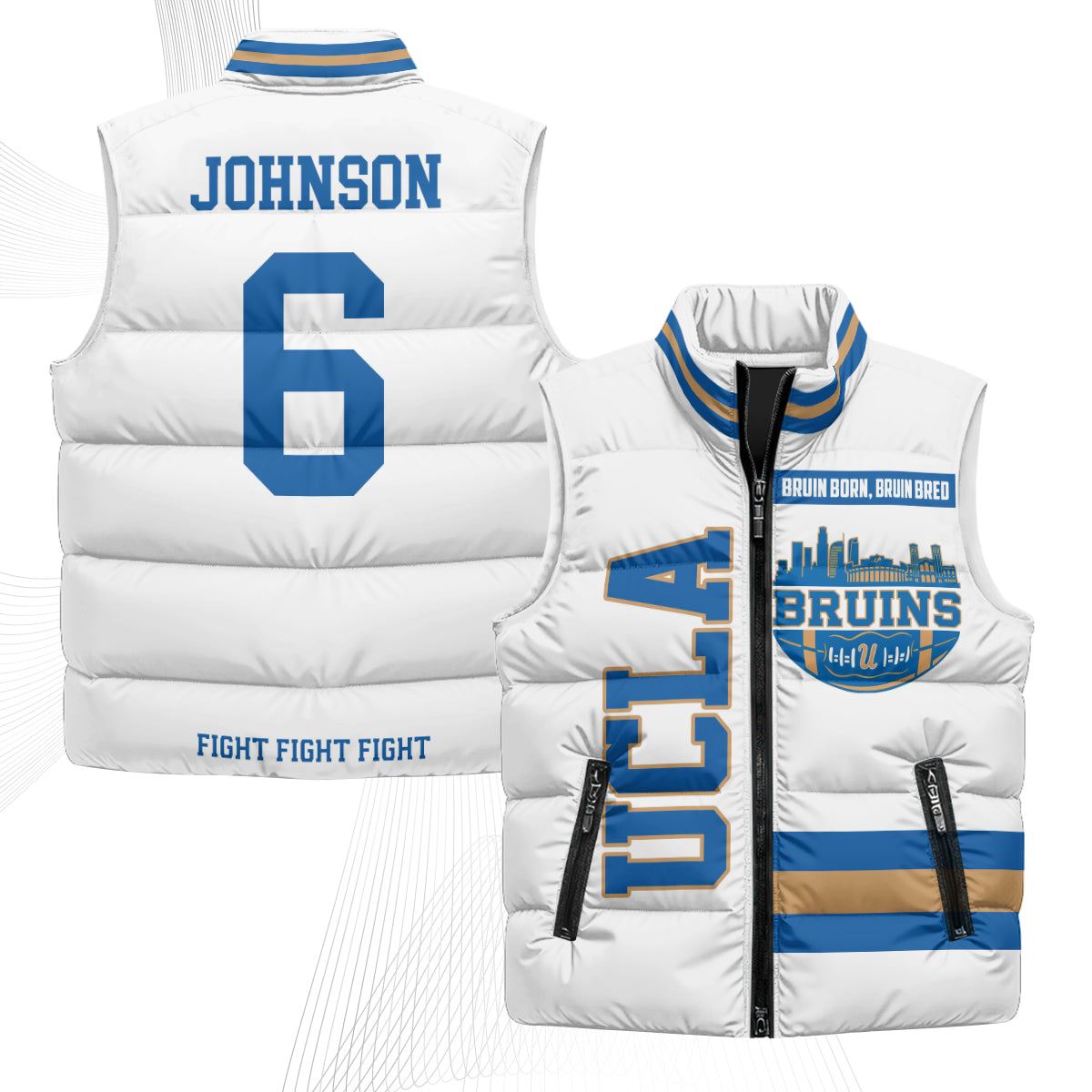 UCLA Bruins Fight Fight Fight Puffer Vest - Printed