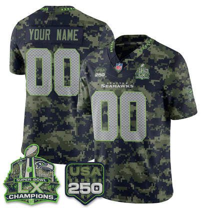 Seattle Seahawks 2026 Salute to Service Edition Vapor Custom Jersey - Stitched-NQD