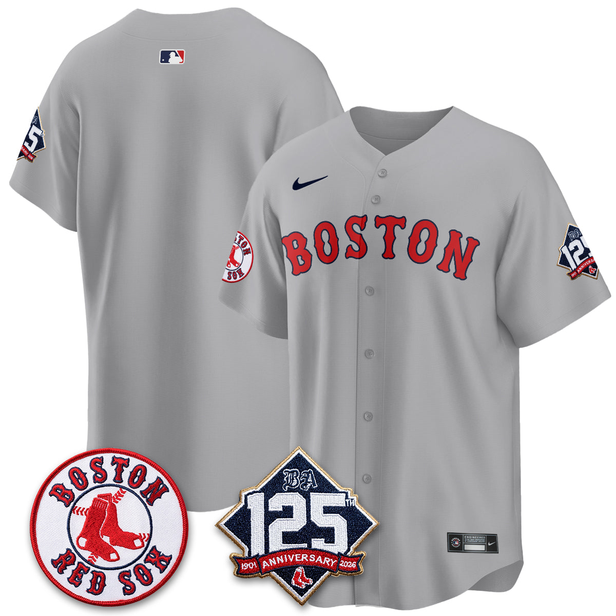 Boston Red Sox 125th Anniversary Patch Vapor Jersey - Stitched