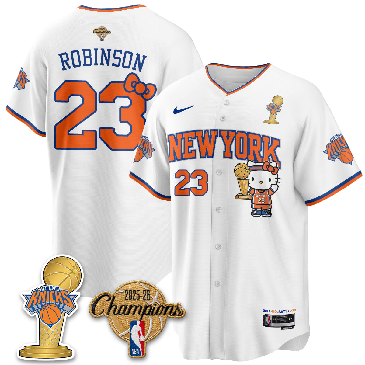 New York Knicks 2026 NBA Champions x Meow Kitty Vapor Jersey - Stitched