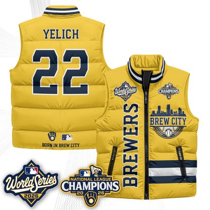 Milwaukee Brewers 2026 NL Champions Puffer Vest - Printed