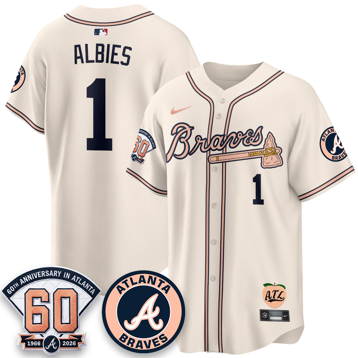 Atlanta Braves 60th Anniversary Peach Edition Vapor Premier Limited Jersey - All Stitched (1)