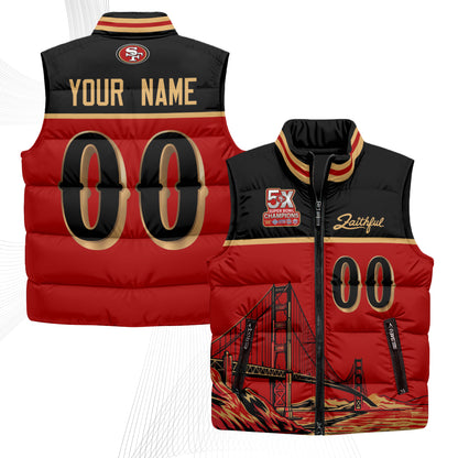 San Francisco 49ers Faithful Custom Puffer Vest - Printed