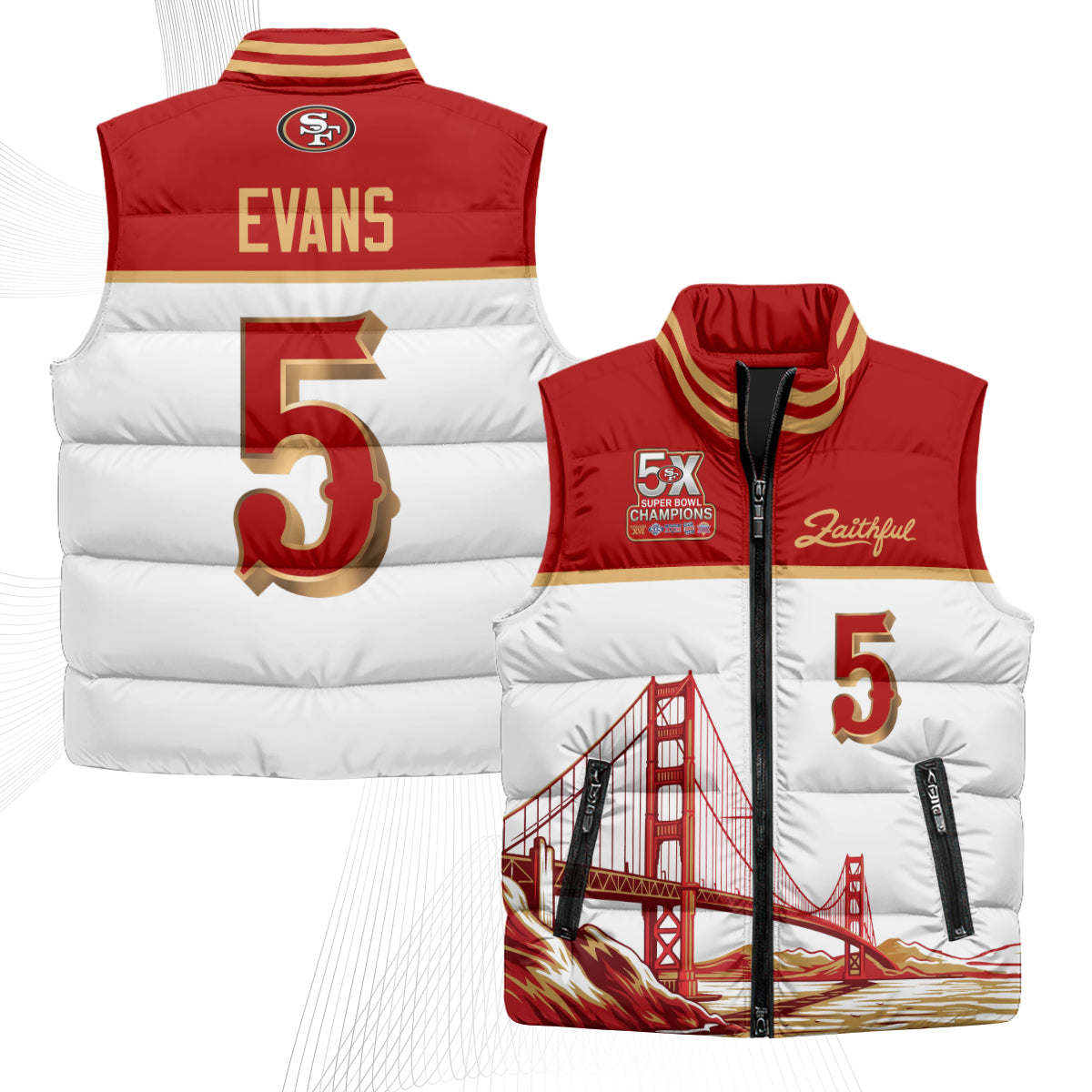 San Francisco 49ers Faithful Puffer Vest - Printed