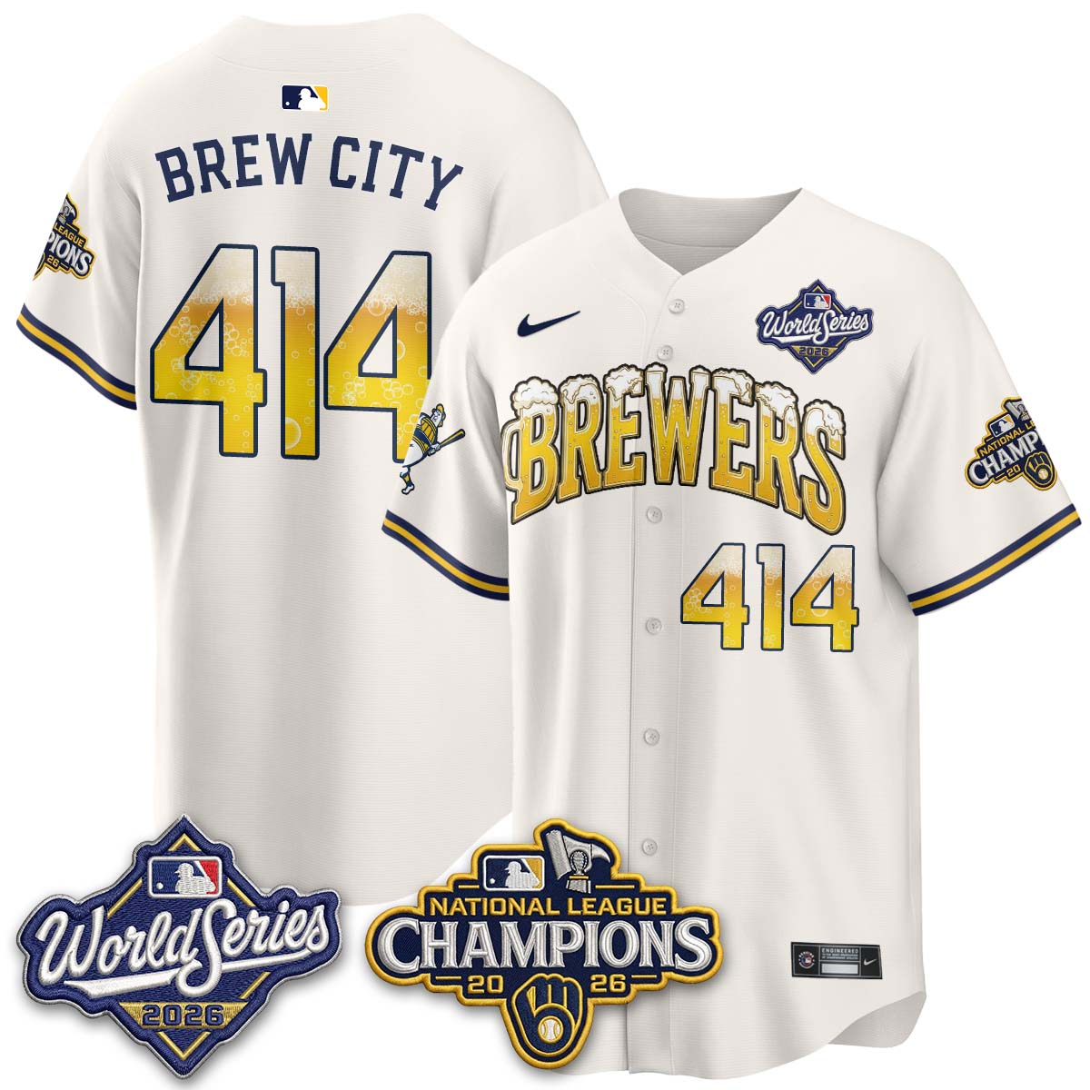 Milwaukee Brewers "Pitcher & Pint" WS26 & 2026 NL Champions Vapor Jersey - Stitched (V2)