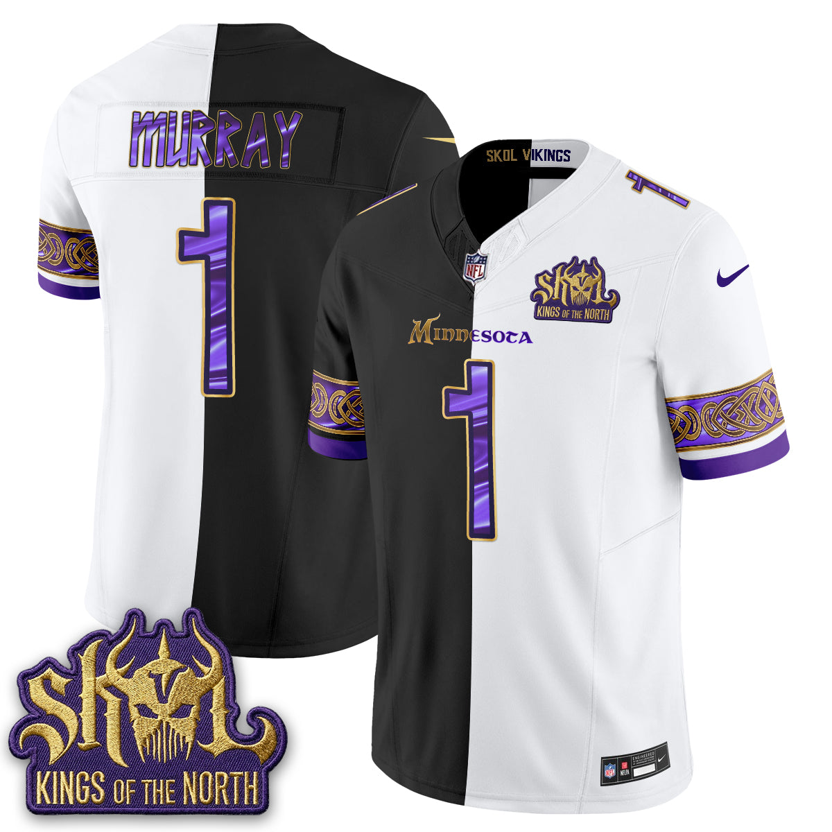 Minnesota Vikings Warrior Split Edition Vapor Jersey - Stitched-NQD
