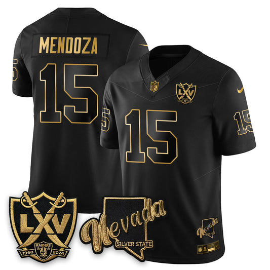 LVR Fernando Mendoza No.1 #15 Black Gold Edition Jersey - All Stitched