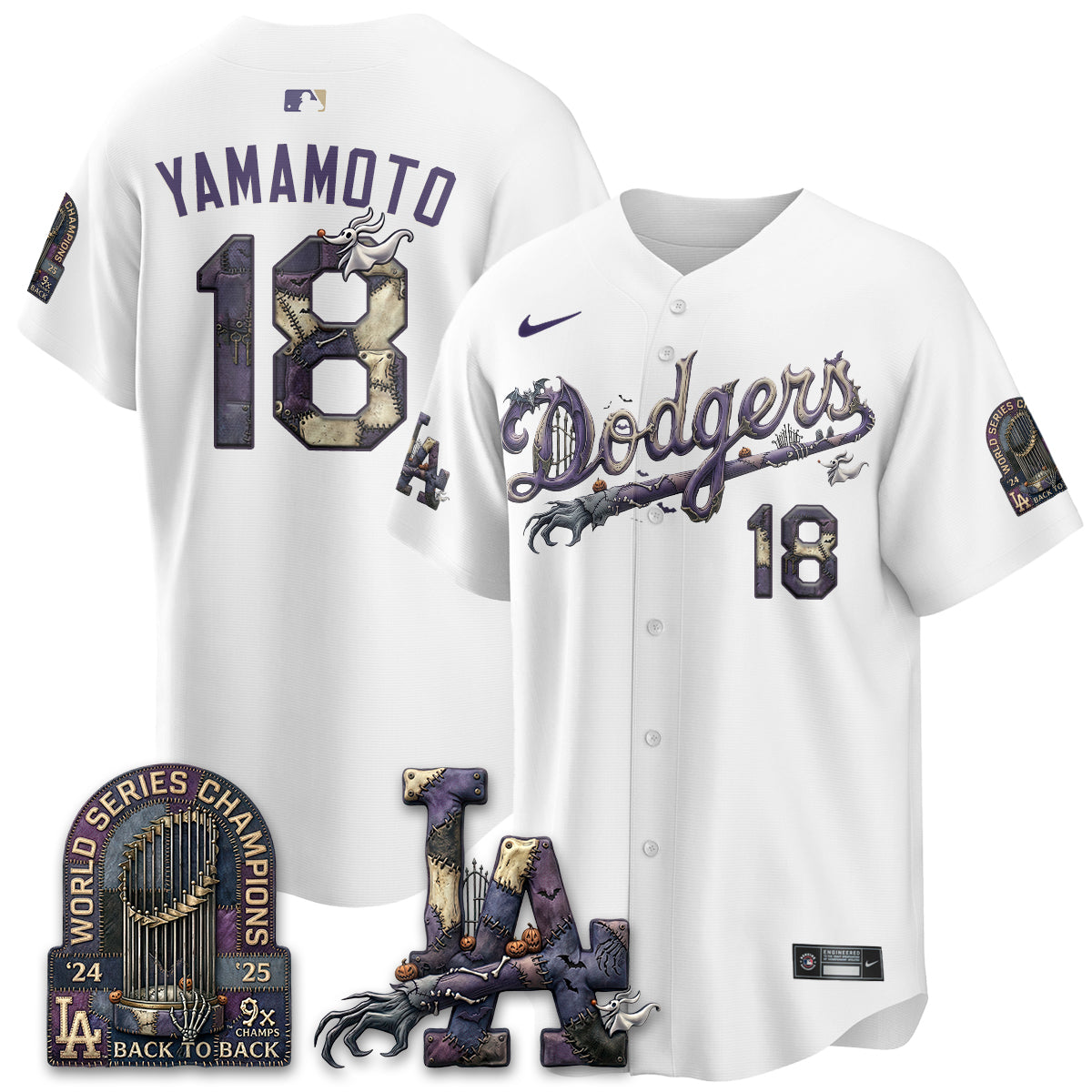 Los Angeles Dodgers Nightmare Edition Vapor Jersey - Stitched