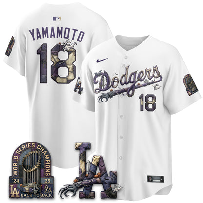 Los Angeles Dodgers Nightmare Edition Vapor Jersey - Stitched