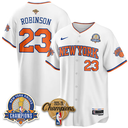 New York Knicks 2026 NBA Champions Cream Baseball Edition Vapor Jersey - Stitched