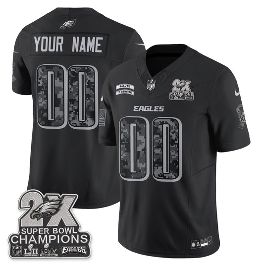 Philadelphia Eagles Salute to Service V2 Vapor Custom Jersey - Stitched-NQD
