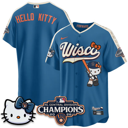 Milwaukee Brewers NL Central Champs x Meow KT Vapor Jersey - Stitched