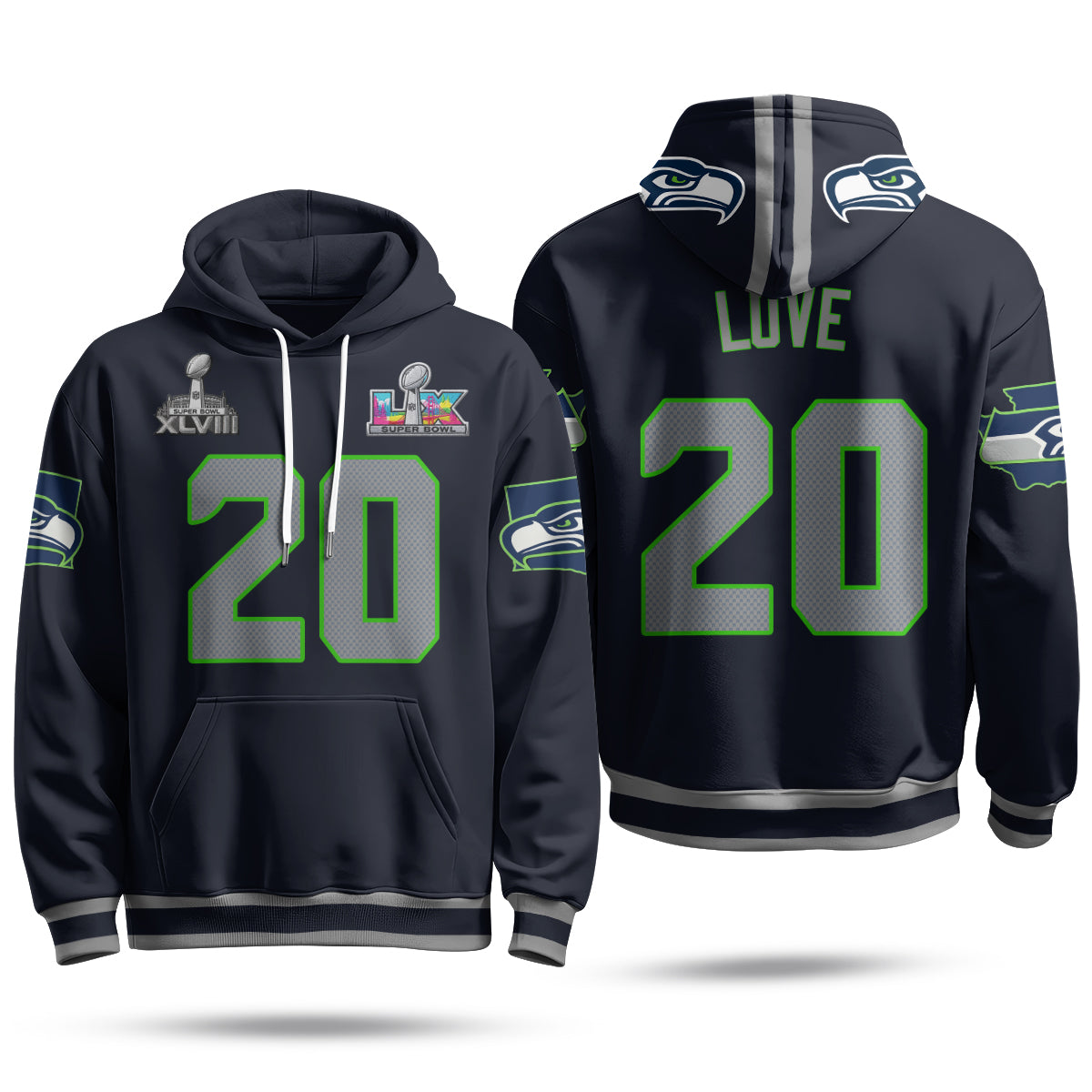 Seattle Seahawks S.Bowl Champs Hoodie - Stitched