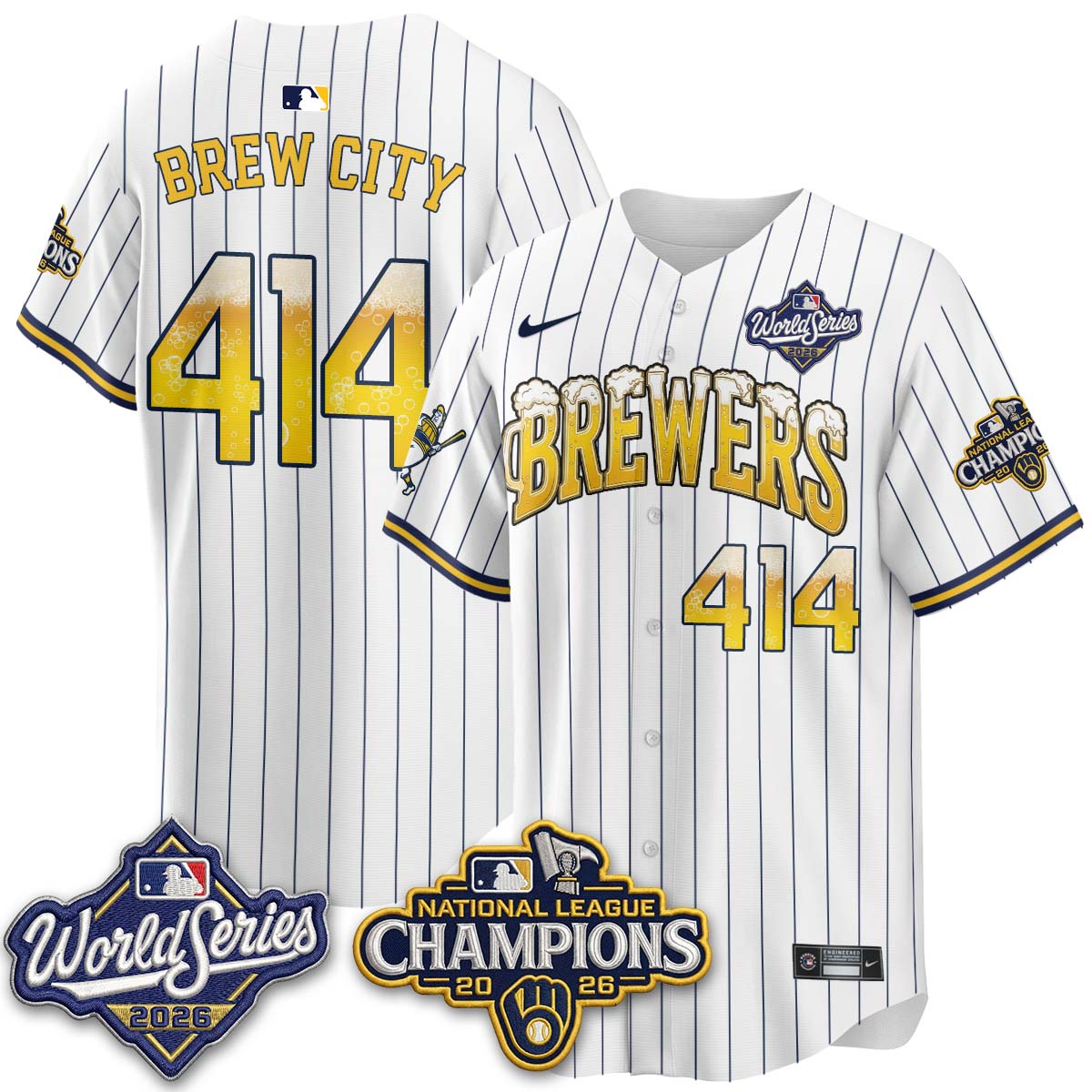 Milwaukee Brewers "Pitcher & Pint" WS26 & 2026 NL Champions Vapor Jersey - Stitched (V2)