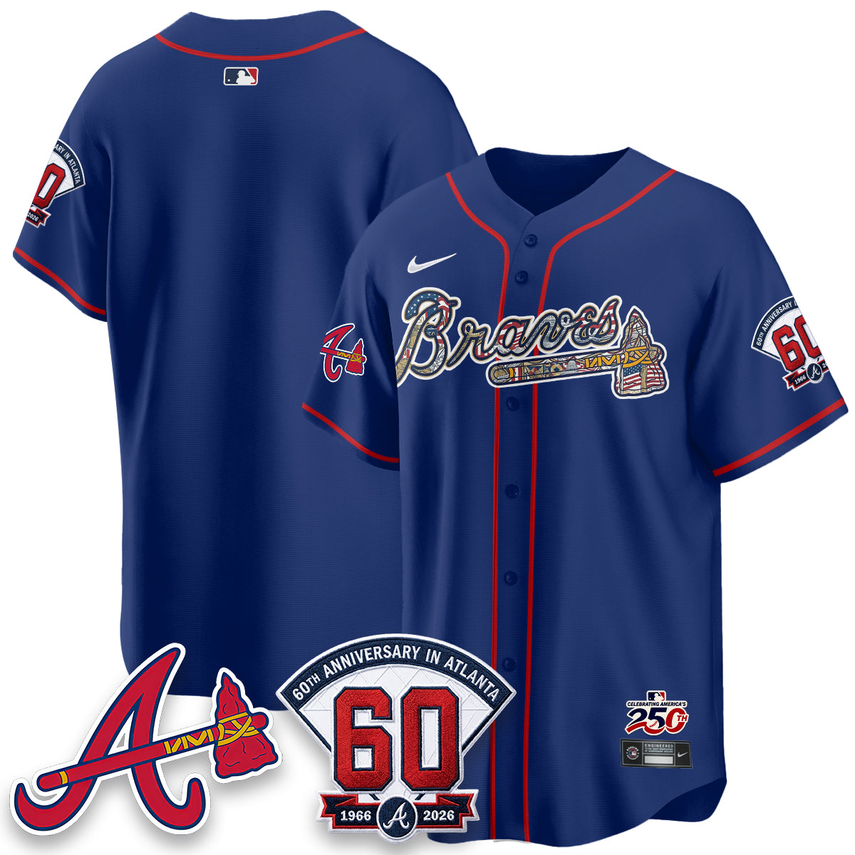 Atlanta Braves 2026 Independence Day USA Vapor Limited Jersey - Stitched