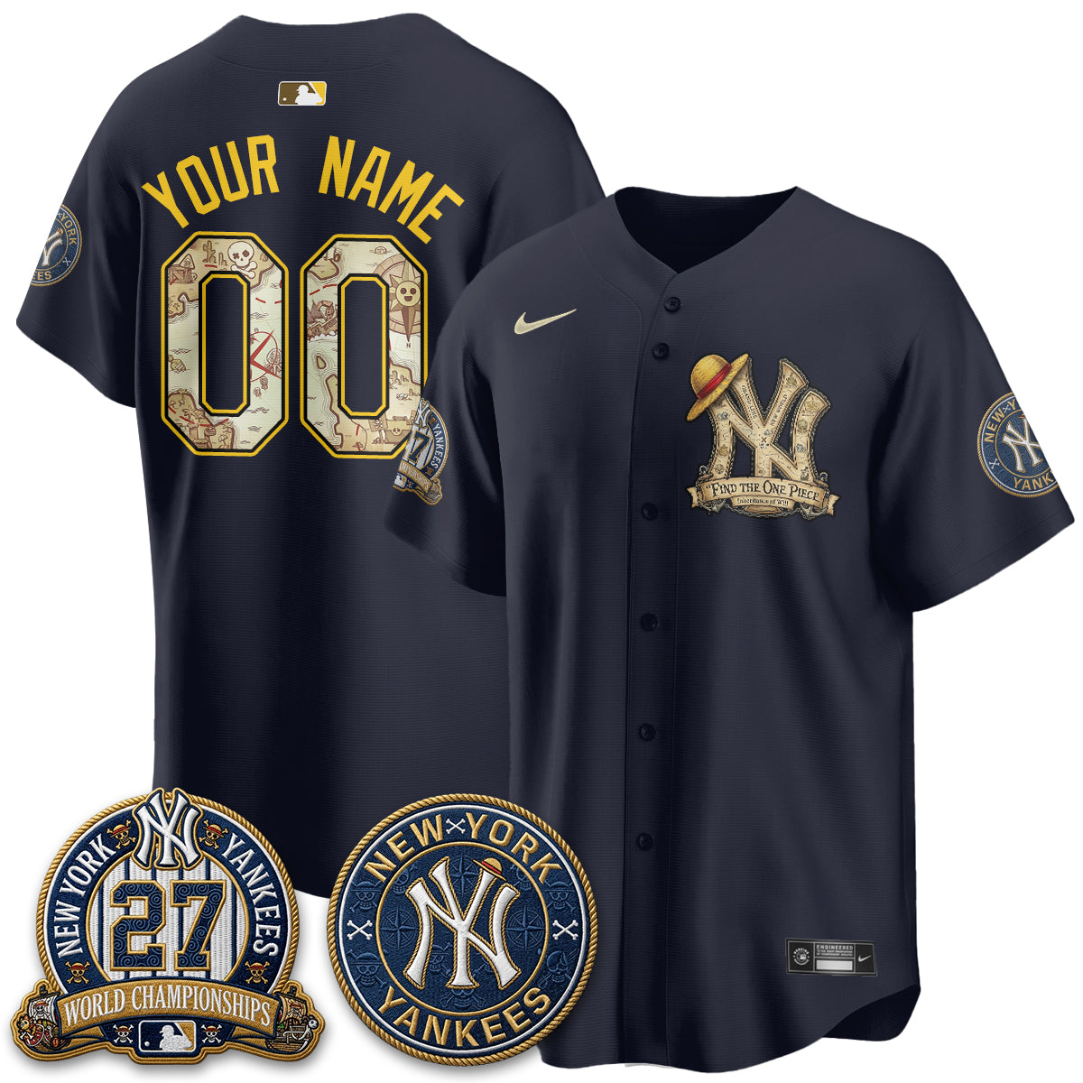 New York Yankees x OP Japanese Cartoon Limited Custom Jersey -  Stitched