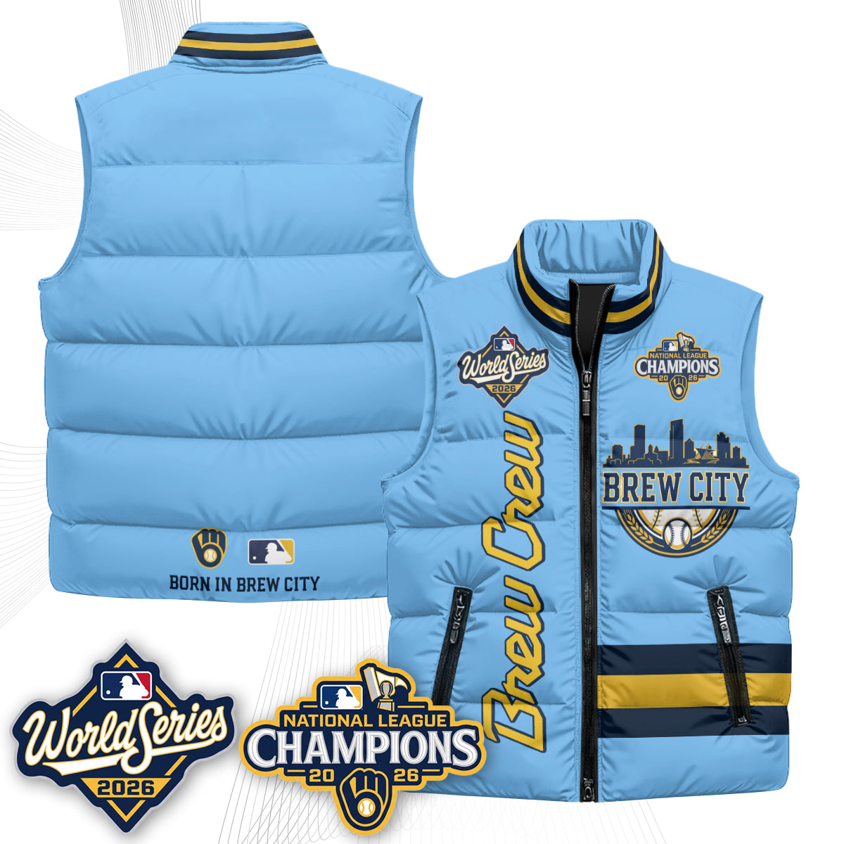 Milwaukee Brewers 2026 NL Champions Puffer Vest - Printed