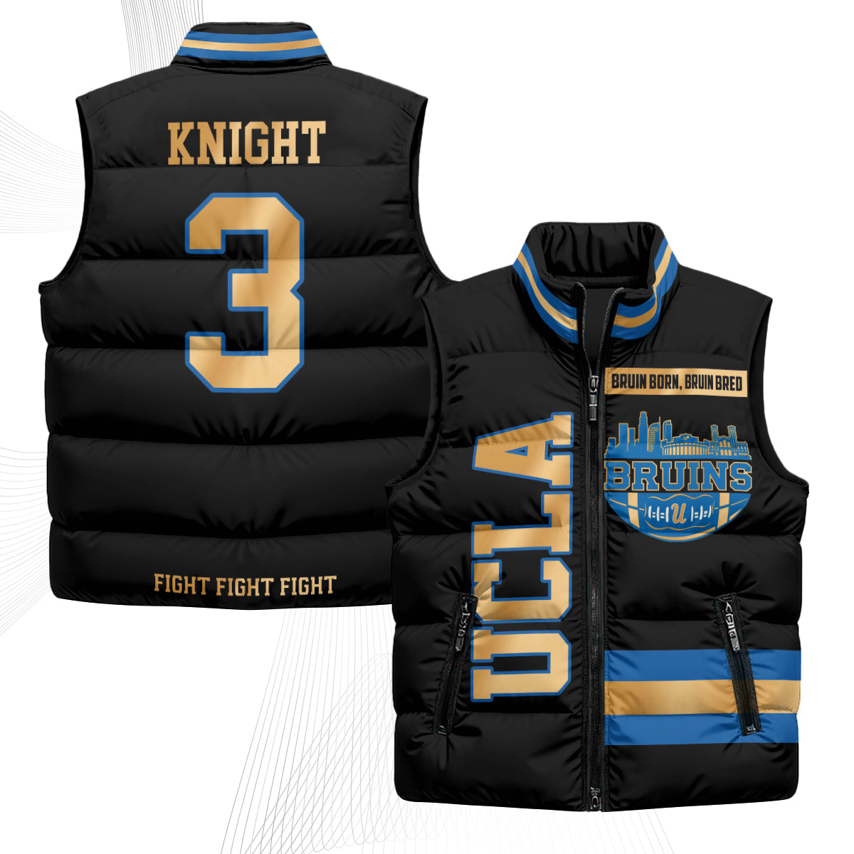 UCLA Bruins Fight Fight Fight Puffer Vest - Printed