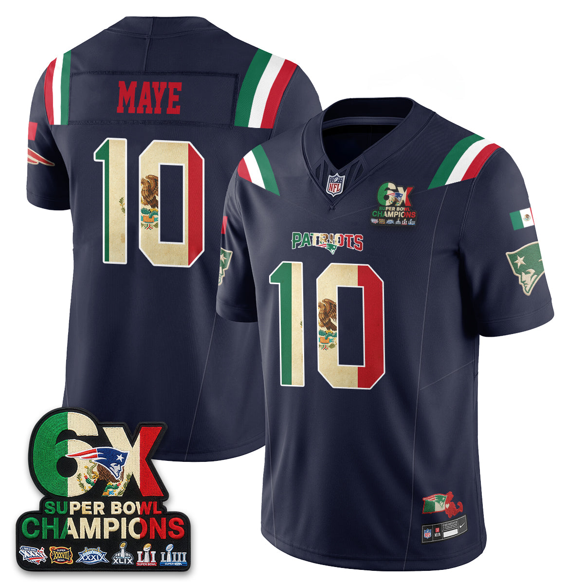 New England Patriots Mexico Edition Vapor Jersey - Stitched