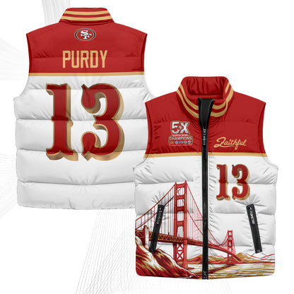 San Francisco 49ers Faithful Puffer Vest - Printed
