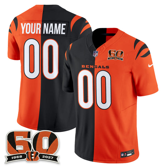 Cincinnati Bengals Split Edition Vapor Custom Jersey - Stitched-NQD