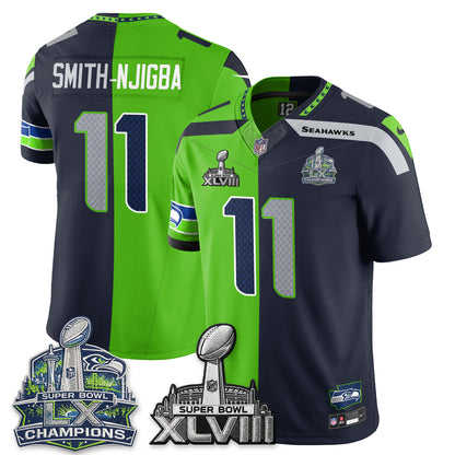 Seattle Seahawks S.Bowl Champs Split Edition Vapor Jersey - Stitch