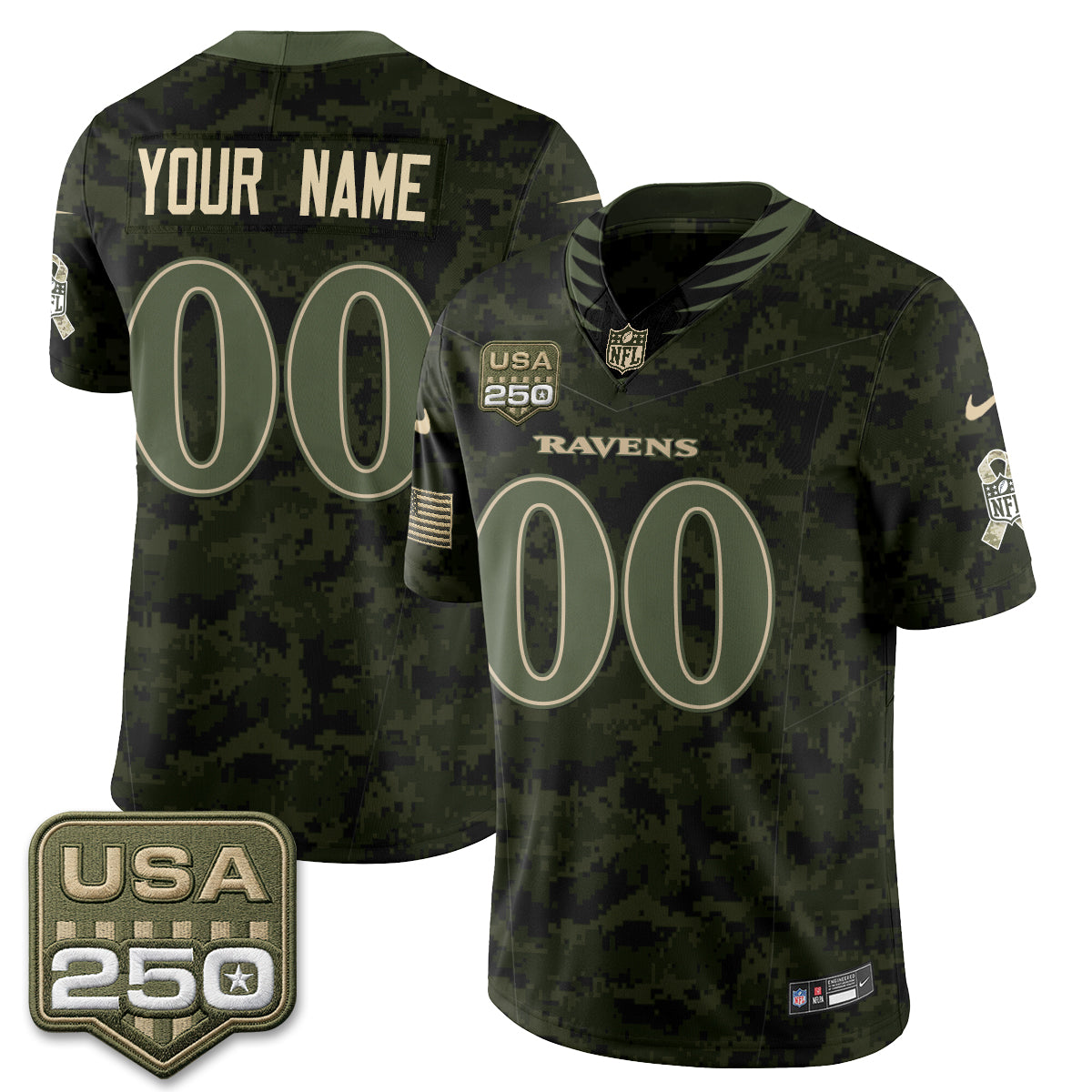 Baltimore Ravens 2026 Salute to Service Vapor Custom Jersey - Stitched