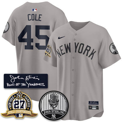 NYY John Sterling Tribute Patch Limited Gold Jersey - Stitched