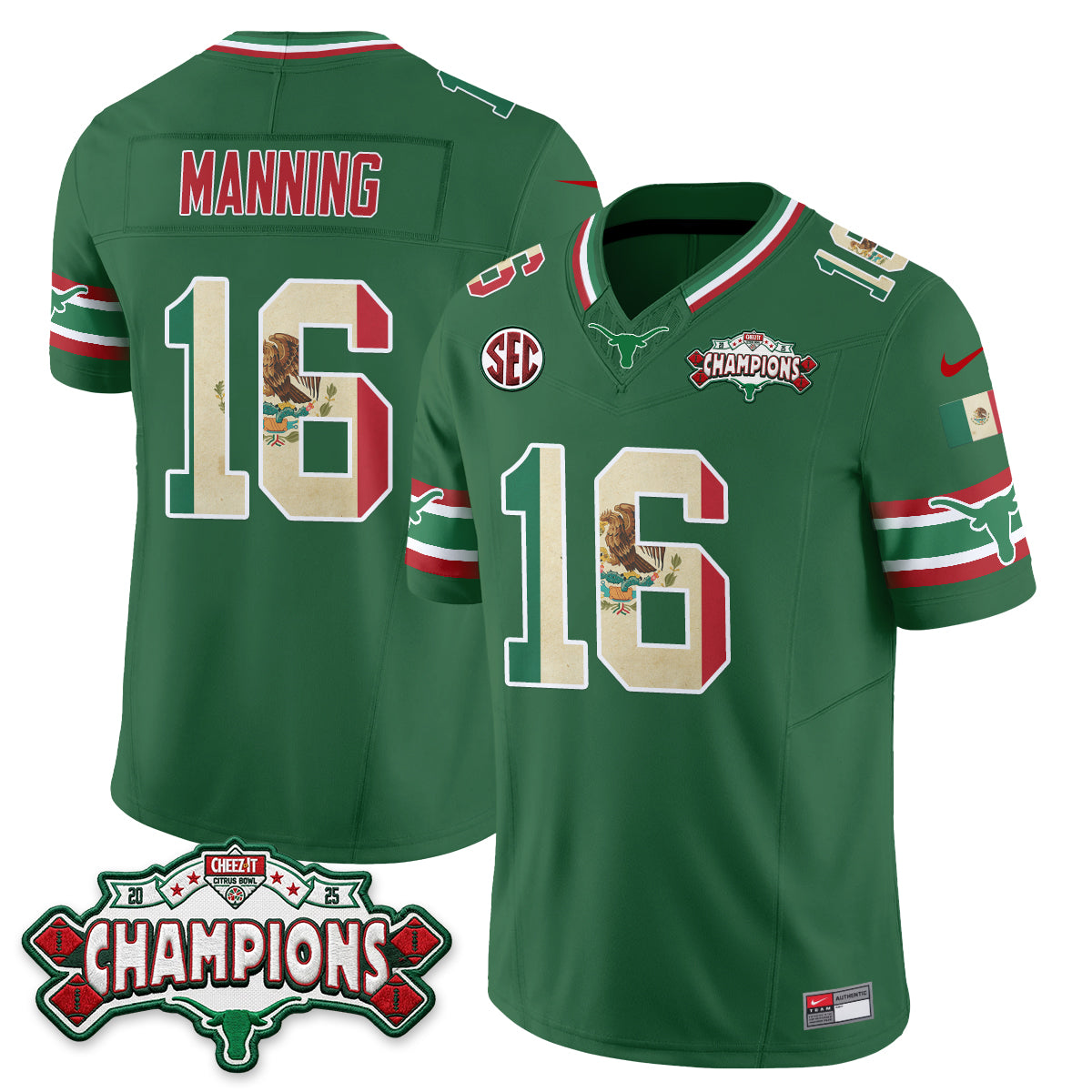 Texas Longhorns Mexico Edition Vapor Jersey - Stitched-NQD