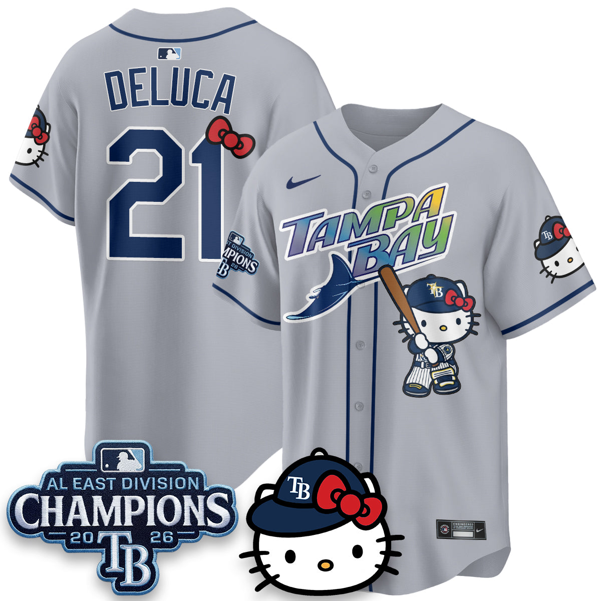 Tampa Bay Rays x Meow KT 2026 AL East Champs Vapor Jersey - Stitched-NQD