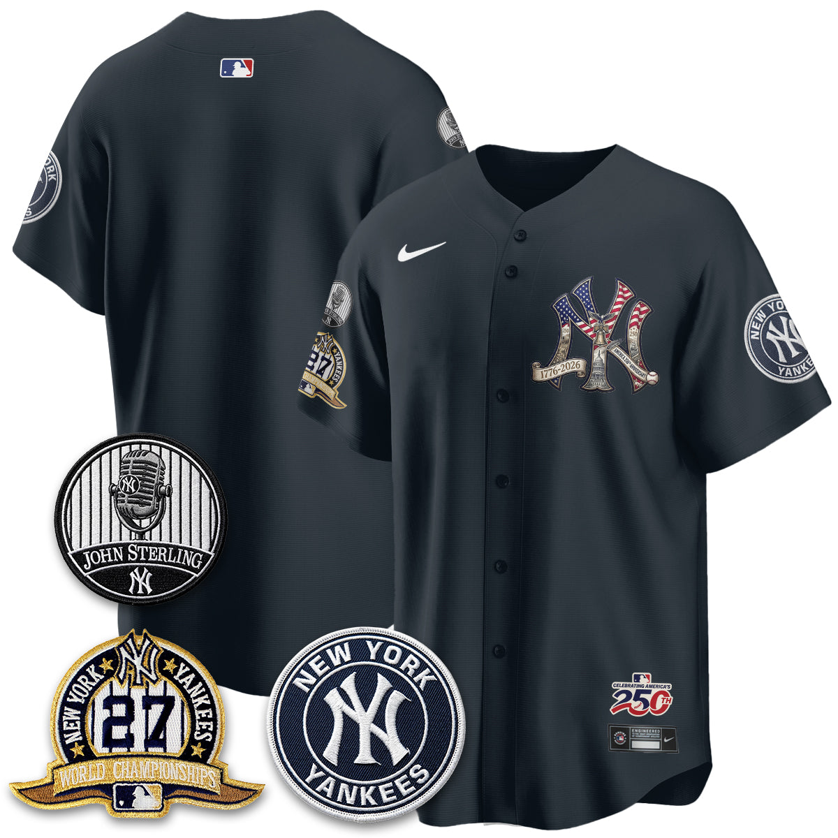 New York Yankees Independence Day USA Vapor Limited Jersey - Stitched