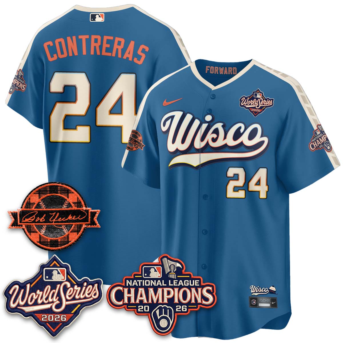MIL 2026 NL Champions - Bob Uecker Patch Vapor Jersey - Stitched-NQD.