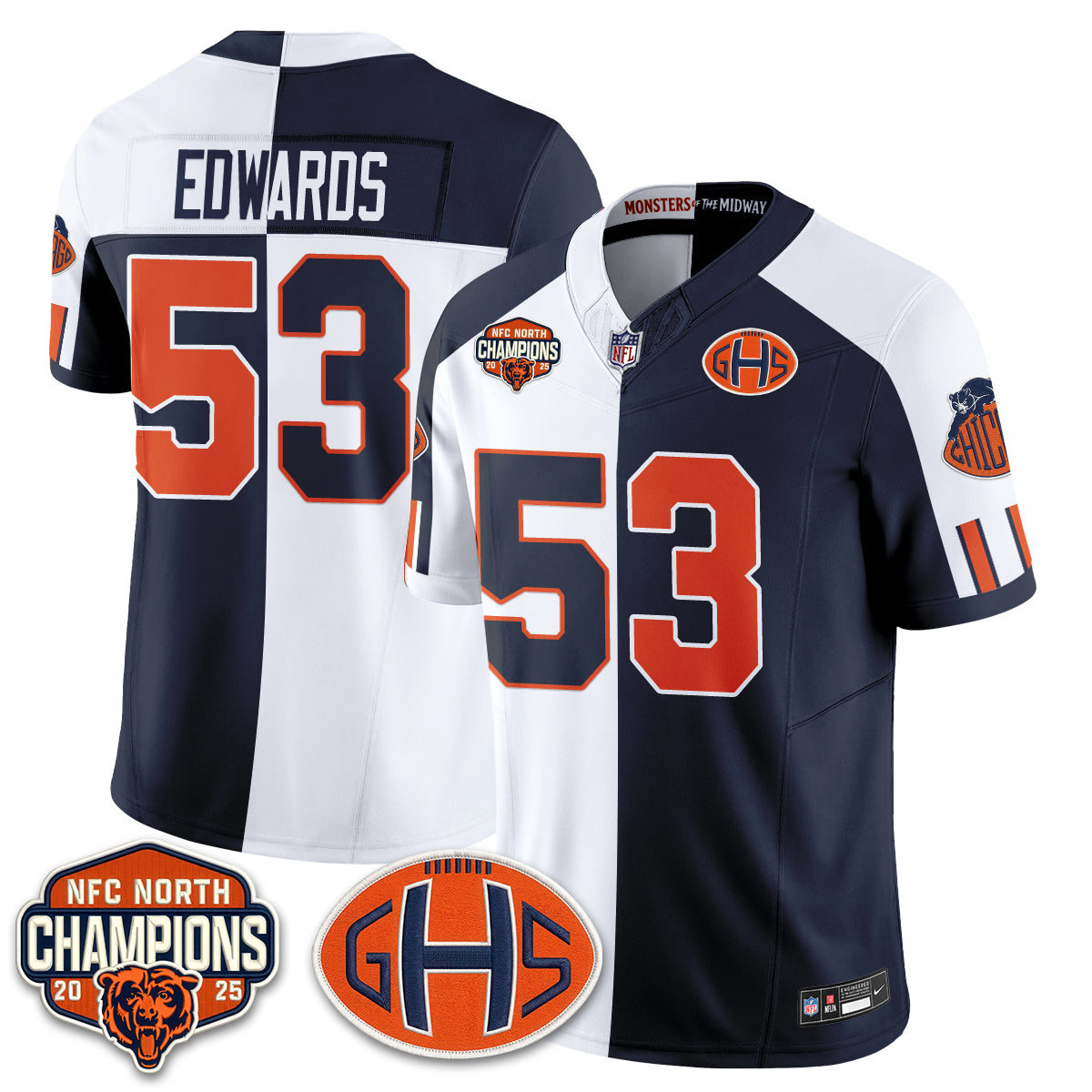Chicago Bears 2026 Rivalries Split Edition Vapor Jersey - Stitched