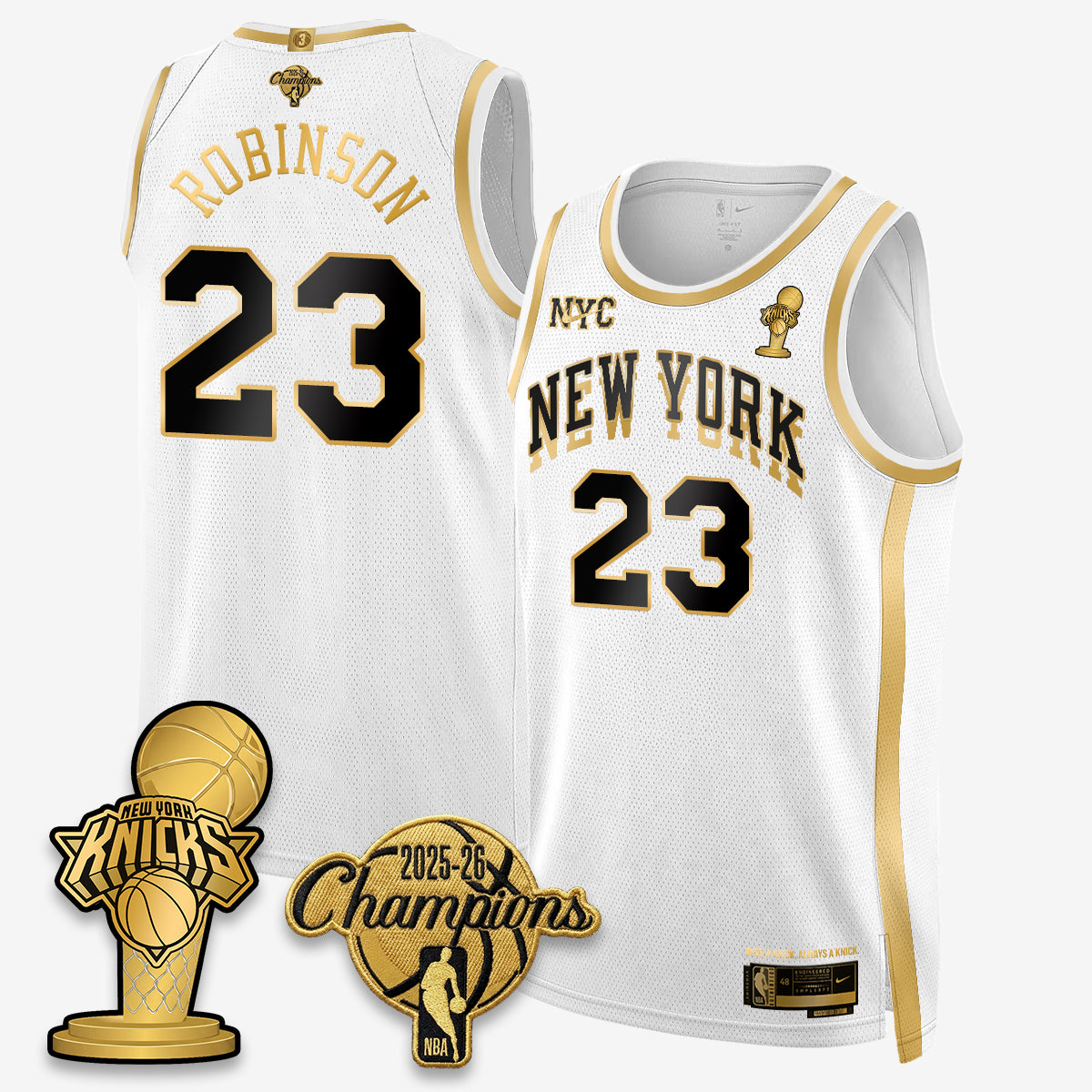 New York Knicks 2026 NBA Champions Gold Edition Vapor Jersey - Stitched