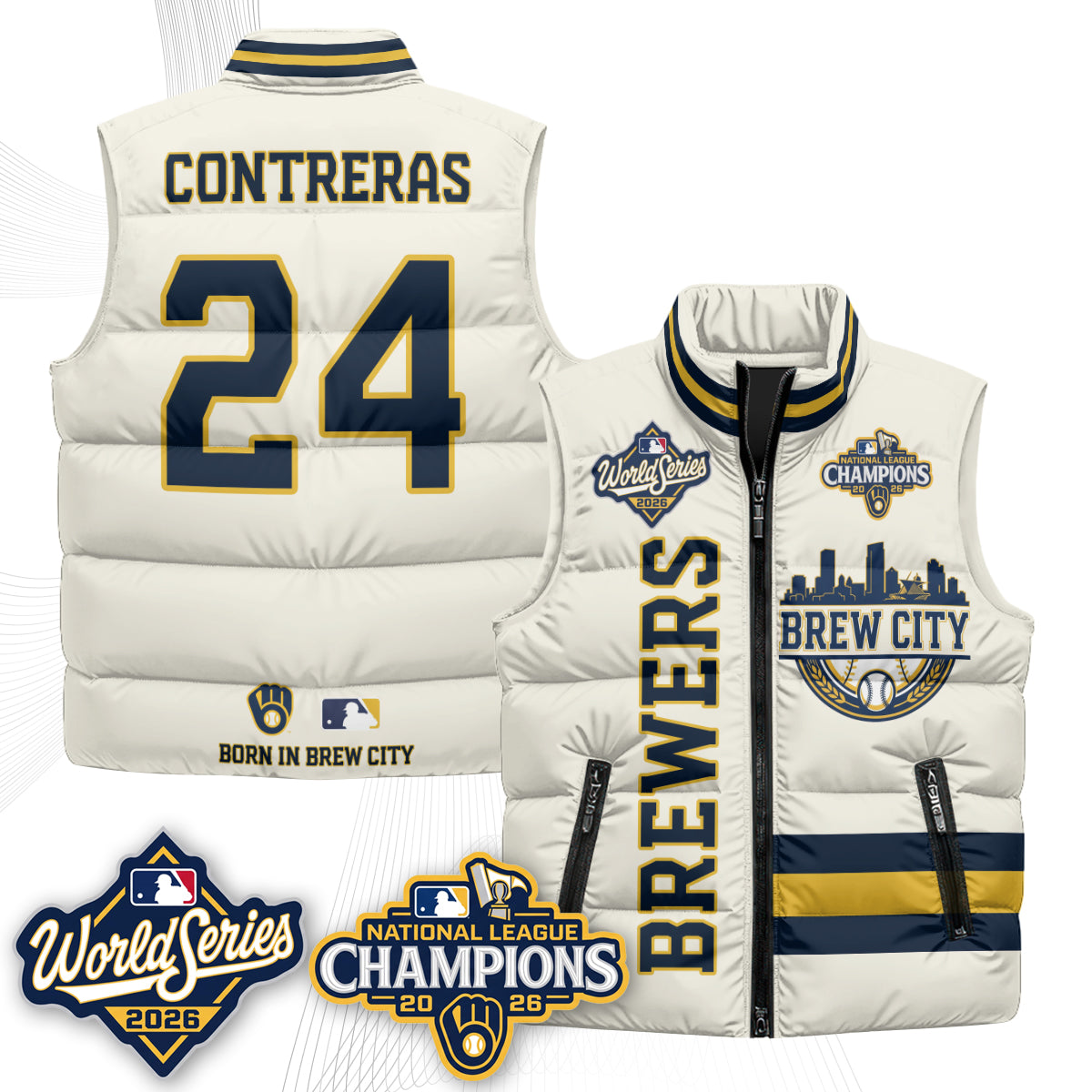 Milwaukee Brewers 2026 NL Champions Puffer Vest - Printed