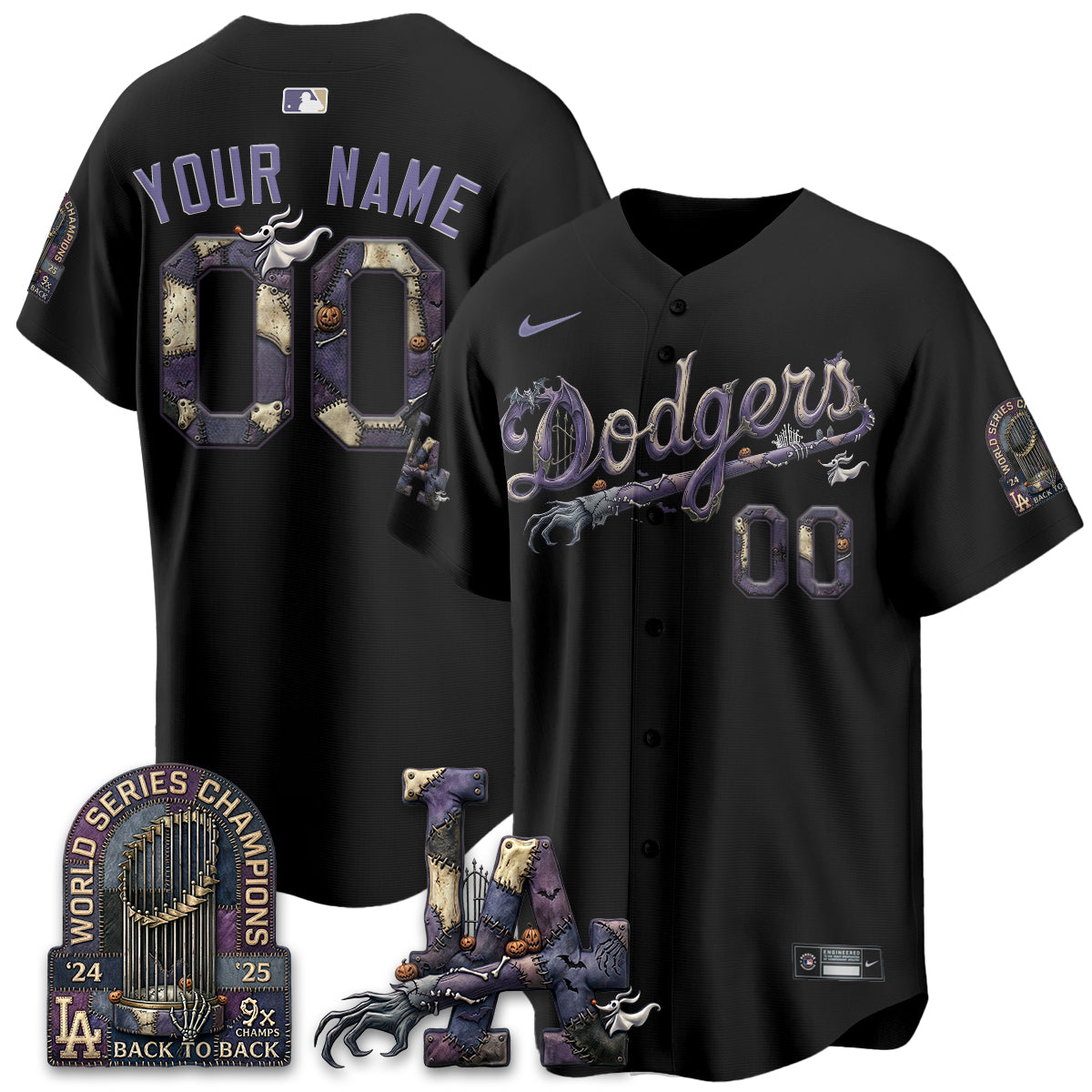 Los Angeles Dodgers Nightmare Edition Vapor Custom Jersey - Printed