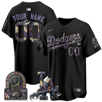 Los Angeles Dodgers Nightmare Edition Vapor Custom Jersey - Printed