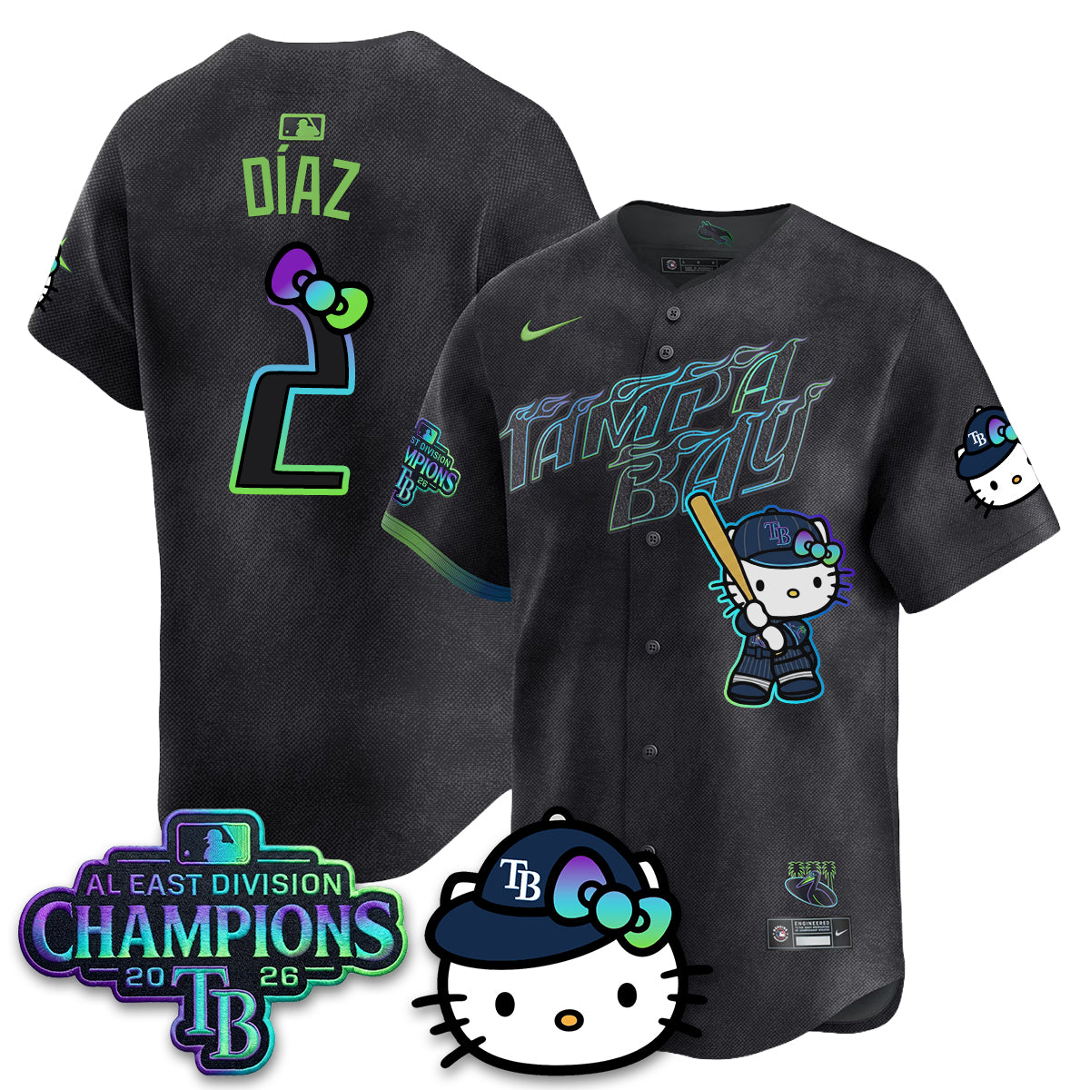 Tampa Bay Rays x Meow KT 2026 AL East Champs Vapor Jersey - Stitched-NQD