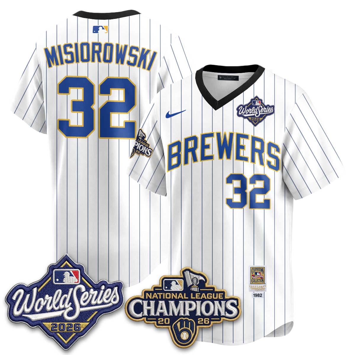 Milwaukee Brewers 2026 NL Champions Throwback Jersey - Stitched