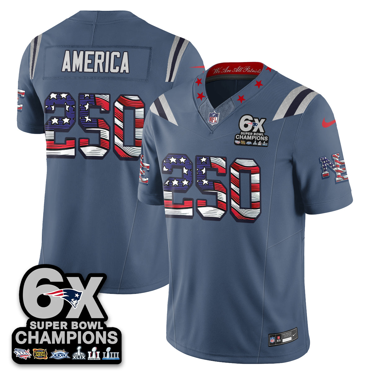 New England Patriots America Edition Vapor Jersey V2- Stitched