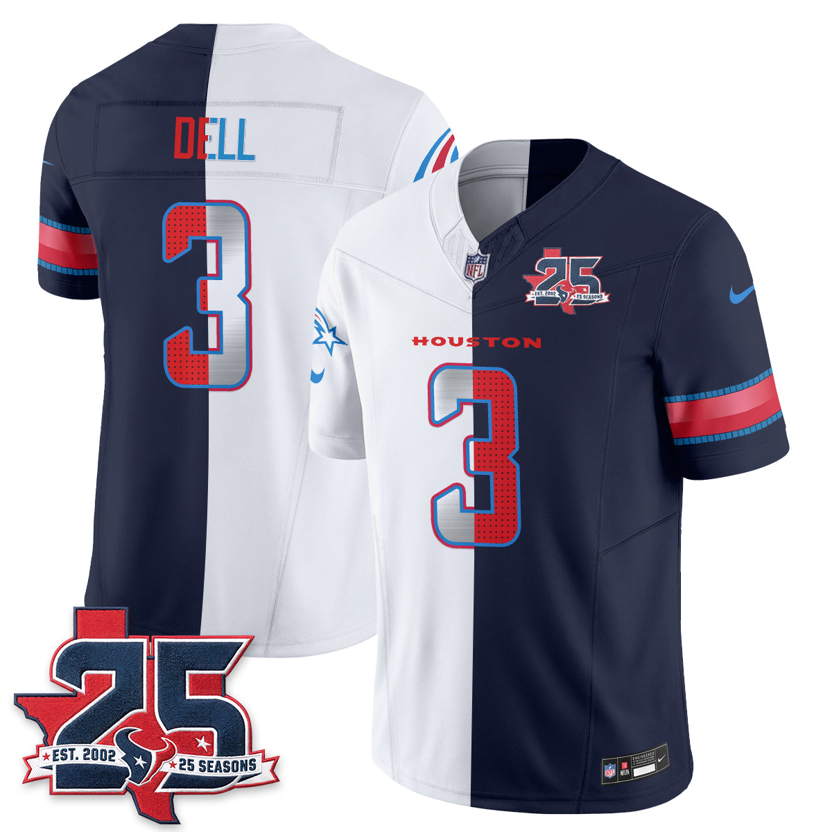 Houston Texans Fan Gear Split Vapor Jersey - Stitched