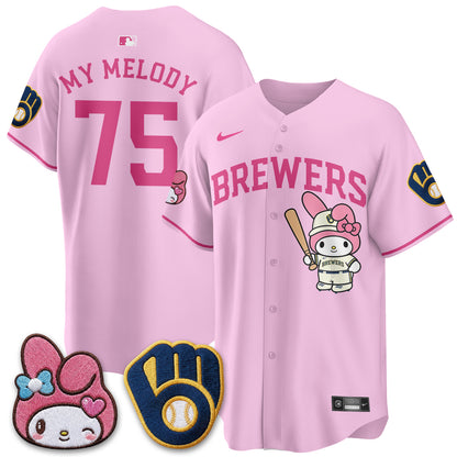Milwaukee Brewers x Pink Sanrio Friend Edition Vapor Jersey - Stitched