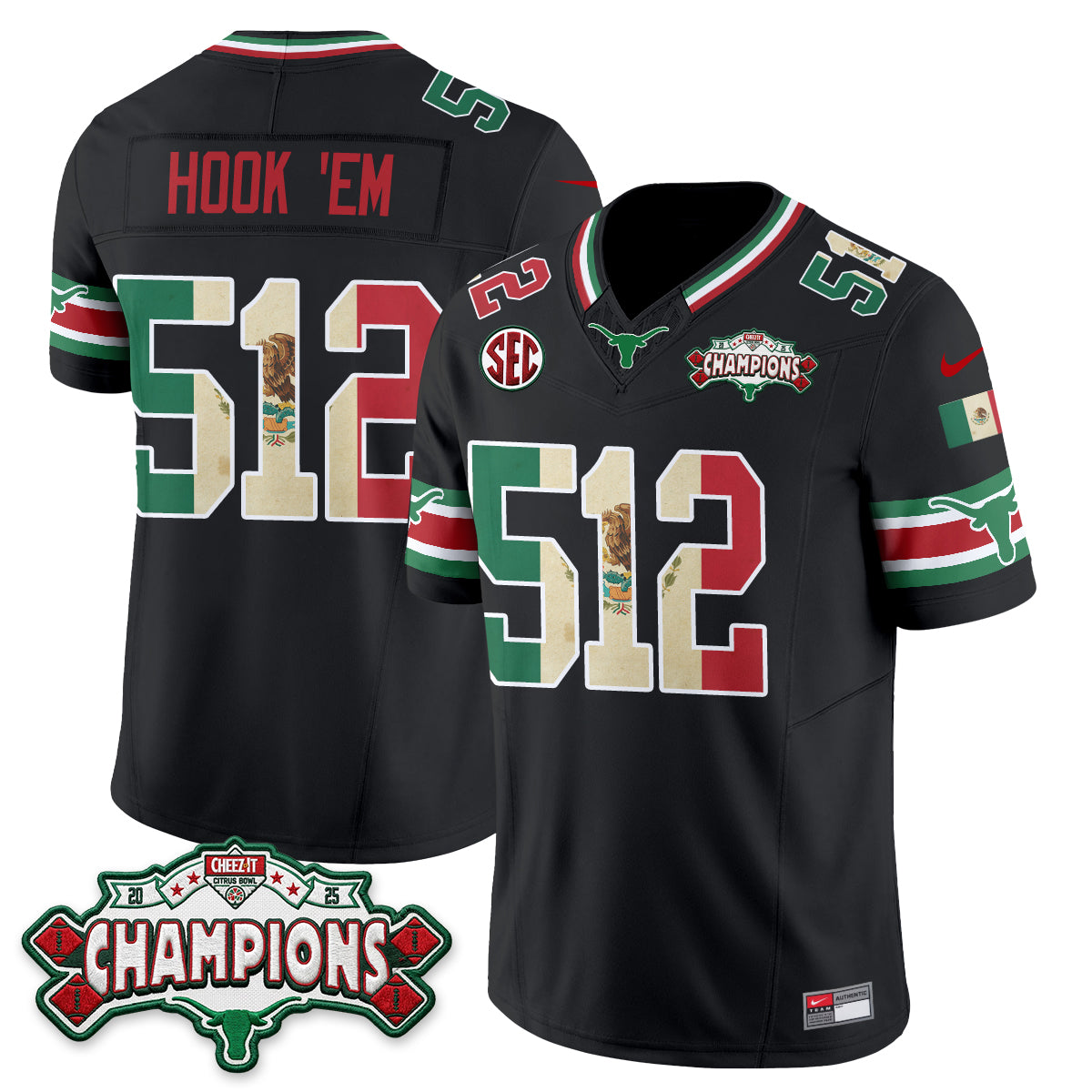 Texas Longhorns Mexico Edition Vapor Jersey - Stitched-NQD